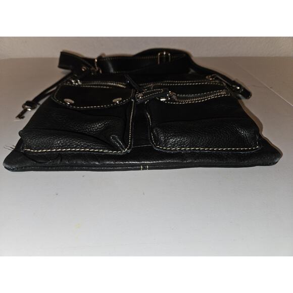 Fossil Multi Pockets Black Leather Crossbody 11x9 - Picture 4 of 10